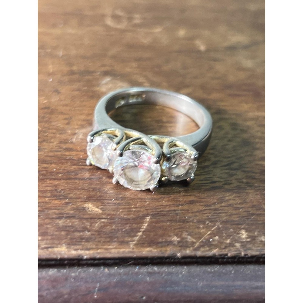 Vtg Sterling Silver And CZ Cocktail Ring Fashion Statement Jewelry Mens Womens